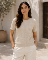 Cable Knit Short-Sleeve Top