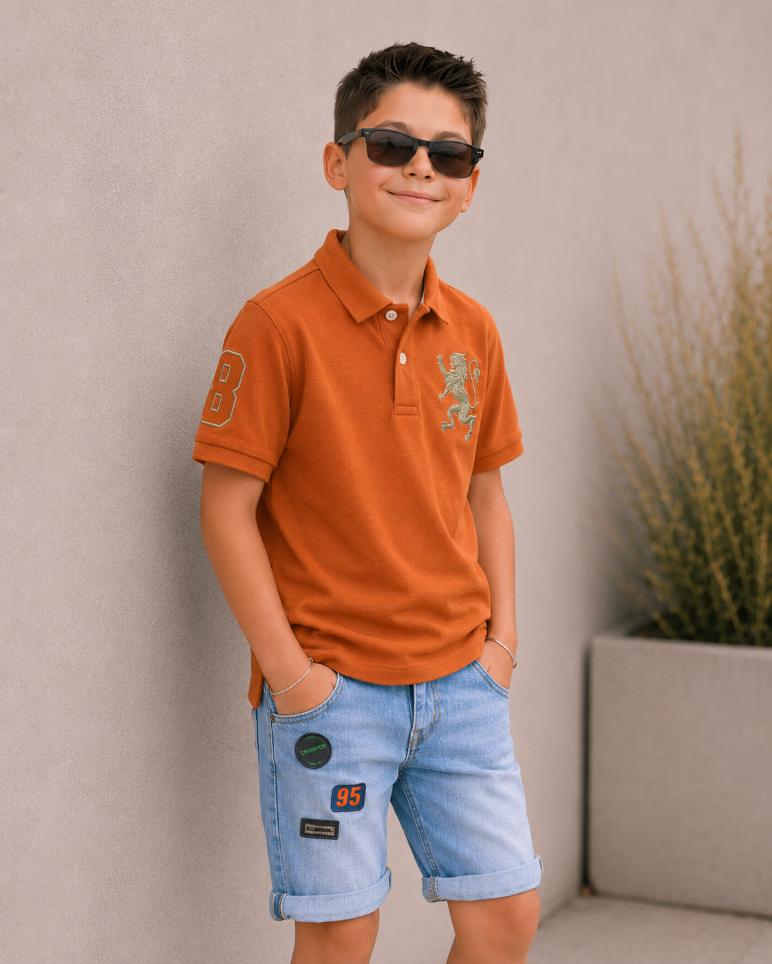 Kids Embroidered Detail Polo T-Shirt