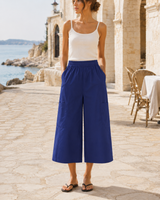Wide-Leg Cargo Culotte Pants