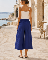 Wide-Leg Cargo Culotte Pants