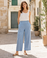 Elastic Waist Wide-Leg Pants