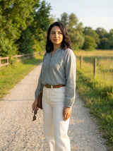 Long Sleeve Button Placket Blouse