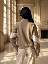 Zip-Up Contrast Panel Jacket