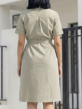 Short Sleeve Belted Shirt Dress