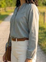 Long Sleeve Button Placket Blouse