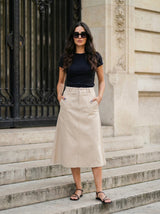 High-Waist Utility Midi Skirt