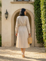 Embroidered V-Neck Midi Dress