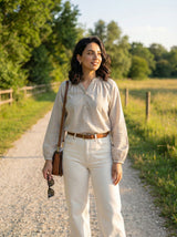 Long Sleeve Button Placket Blouse