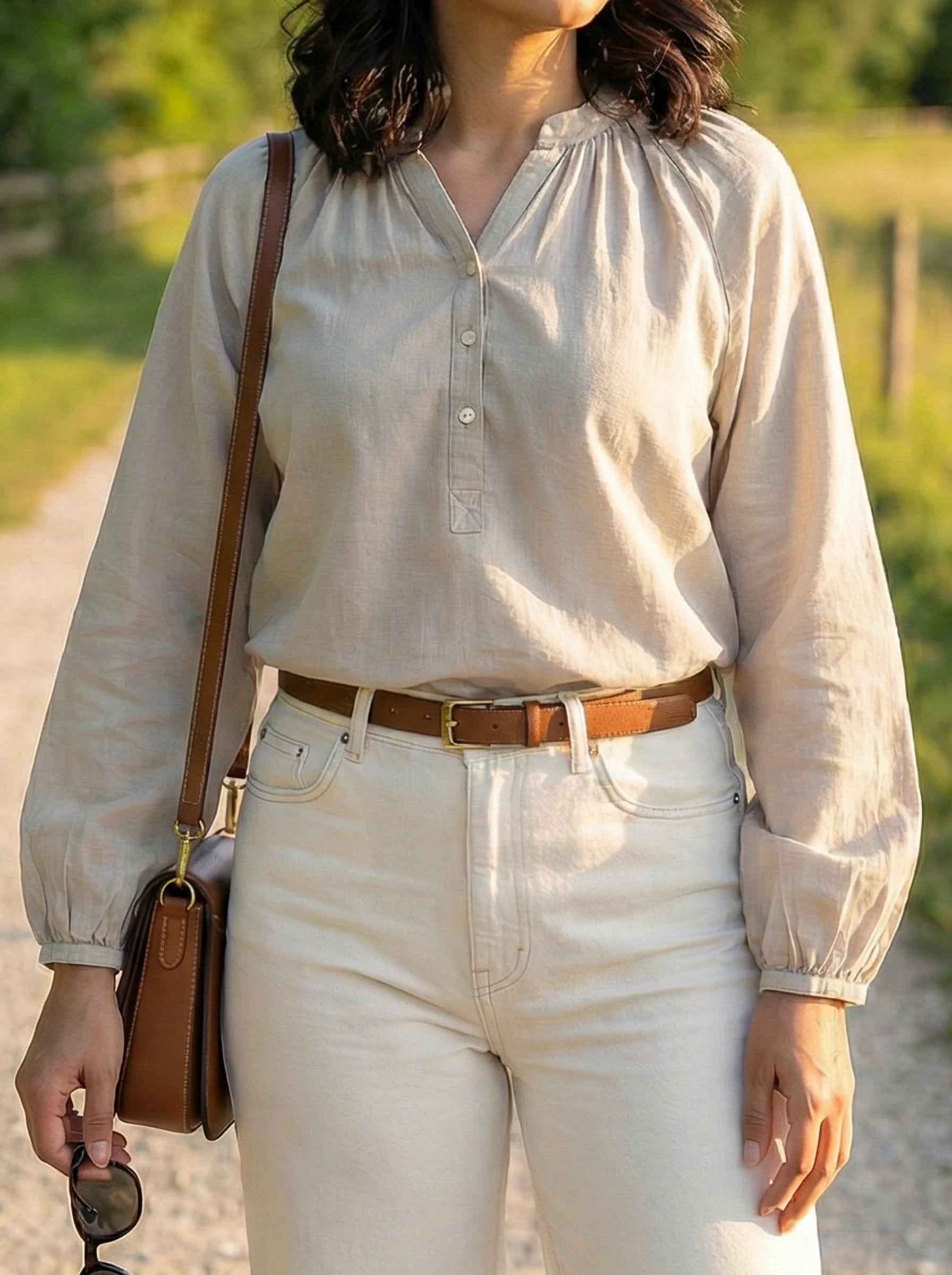 Long Sleeve Button Placket Blouse