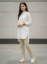 Women's Striped Henley Button Shirt