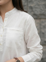 Women's Striped Henley Button Shirt