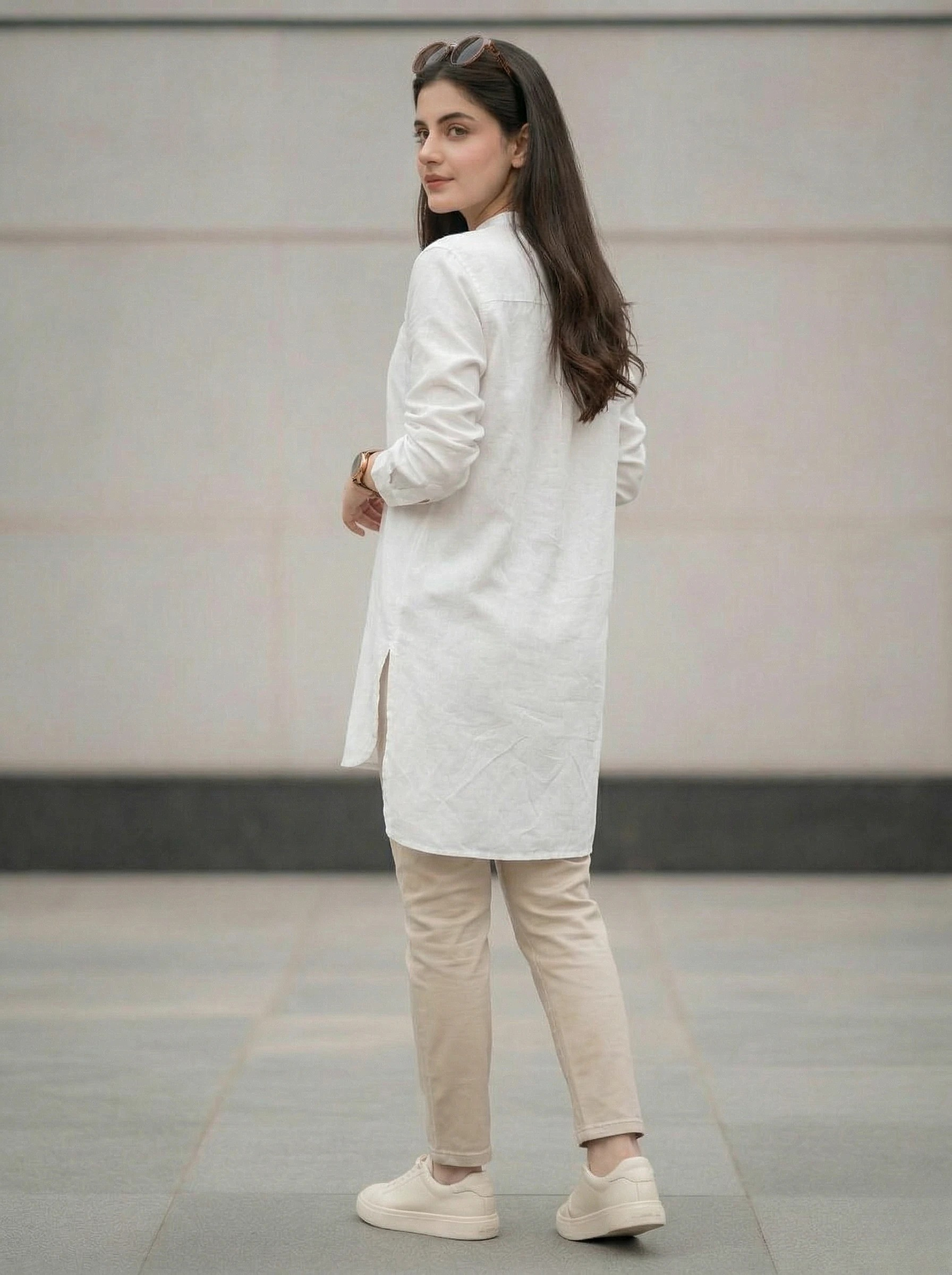 Women's Striped Henley Button Shirt
