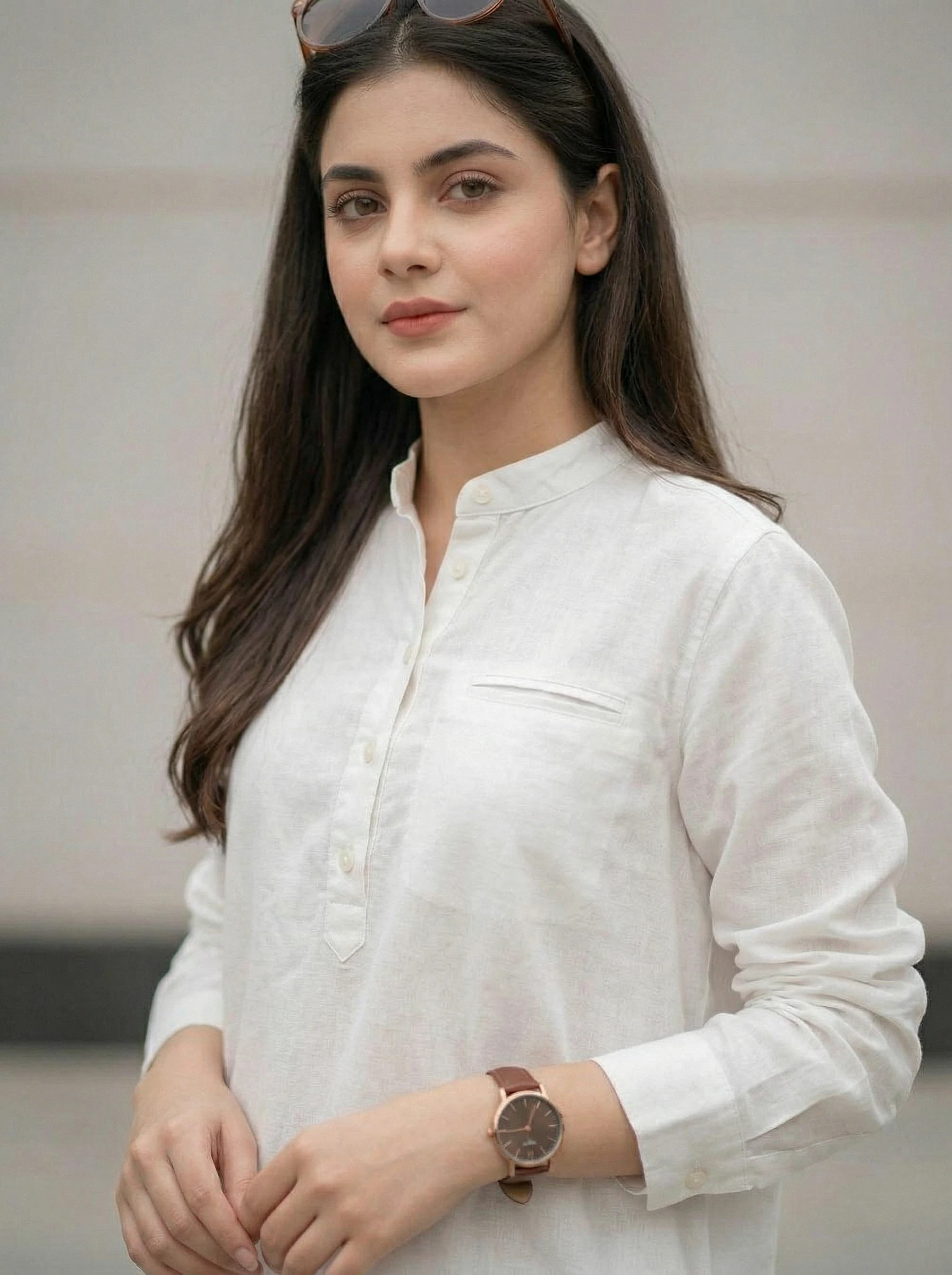 Women's Striped Henley Button Shirt