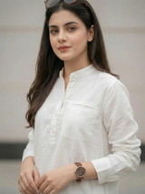 Women's Striped Henley Button Shirt