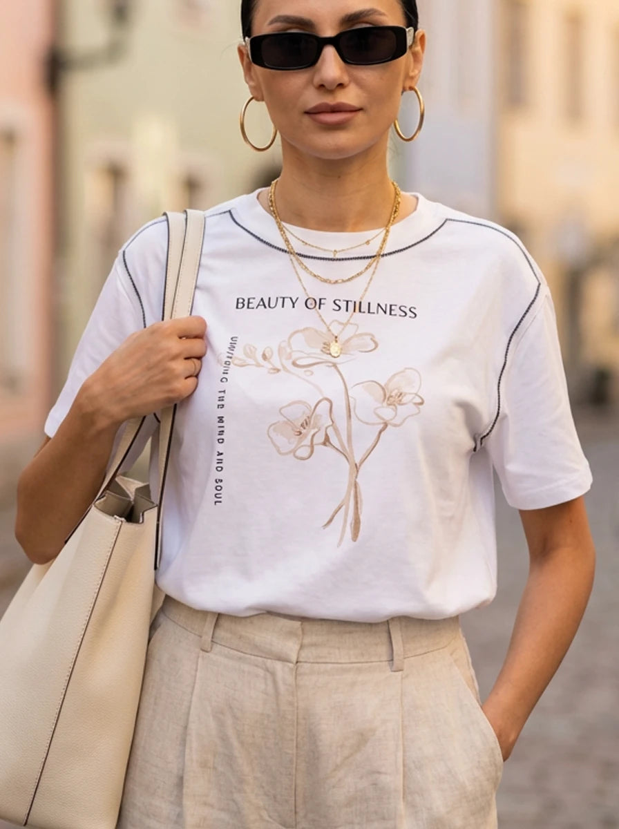 Graphic Print Crew Neck T-Shirt