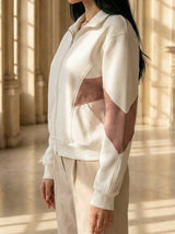 Zip-Up Contrast Panel Jacket