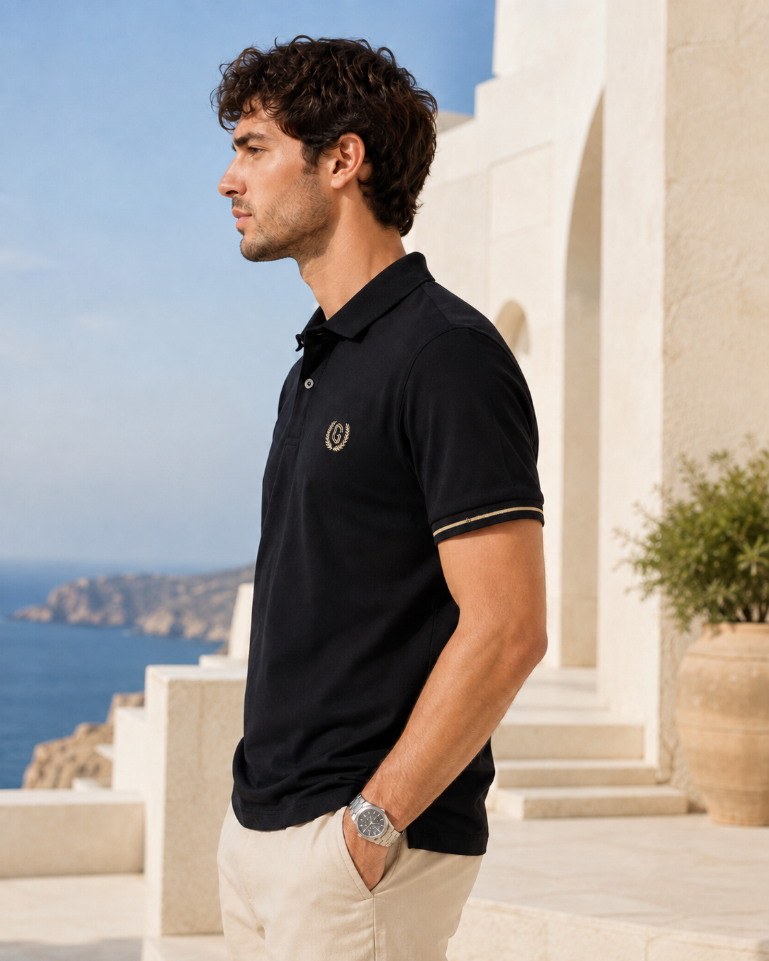 Men’s Embroidered Short-Sleeve Polo Shirt