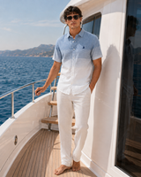 Men’s Striped Short-Sleeve Linen Shirt