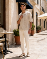 Textured Knit Button-Up Polo