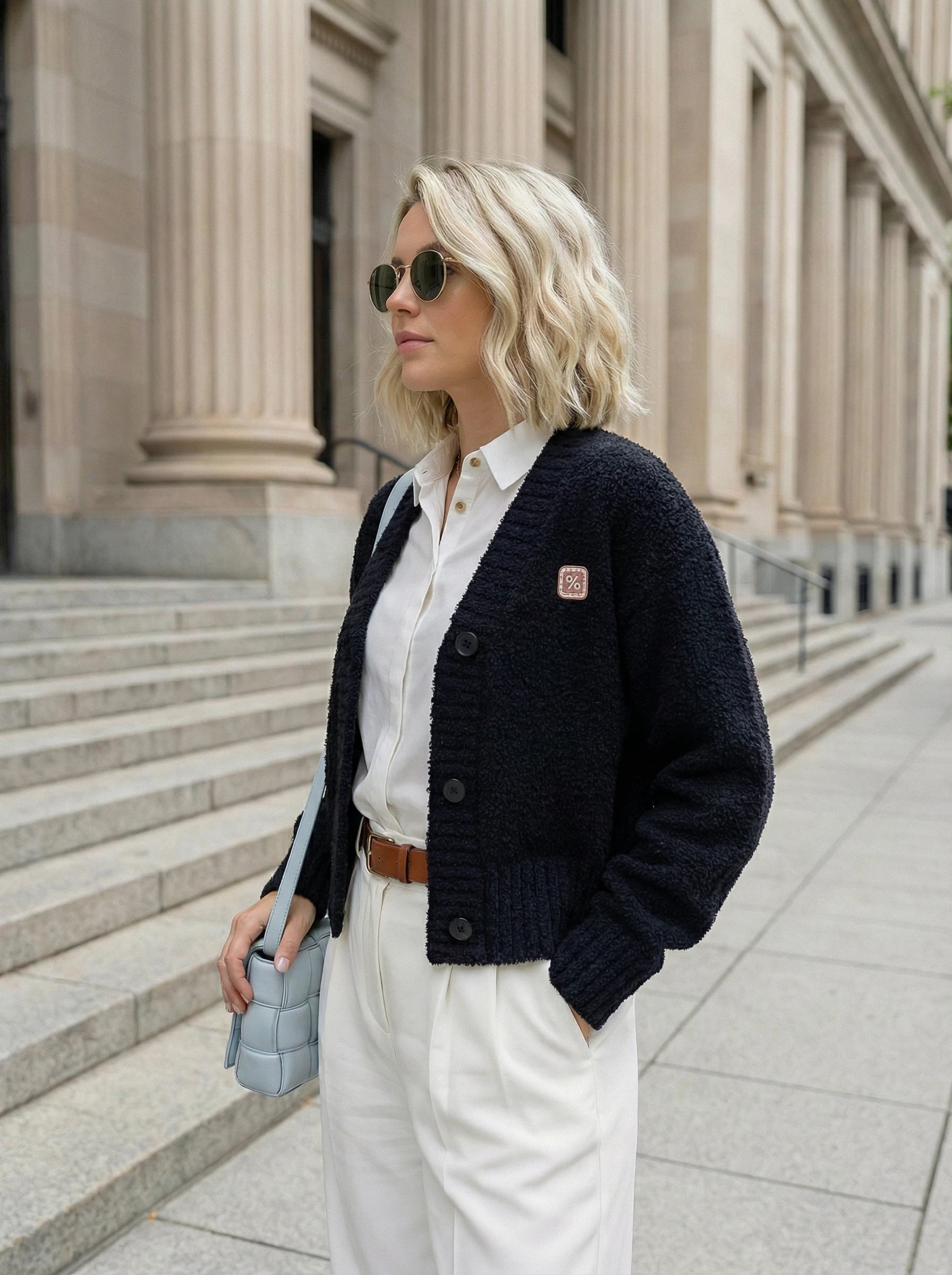 Textured Button-Front Cardigan