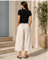 Wide-Leg Cargo Culotte Pants
