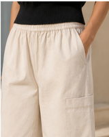 Wide-Leg Cargo Culotte Pants