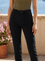 High-Rise Slim Straight Pants