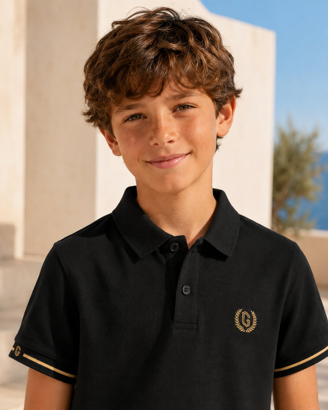 Boys’ Embroidered Short-Sleeve Polo Shirt