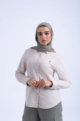 OXFORD SHIRT WITH EMBROIDERY - KHAKI-14, L image