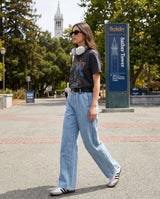 Elastic Waist Wide-Leg Denim Pants