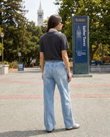 Elastic Waist Wide-Leg Denim Pants