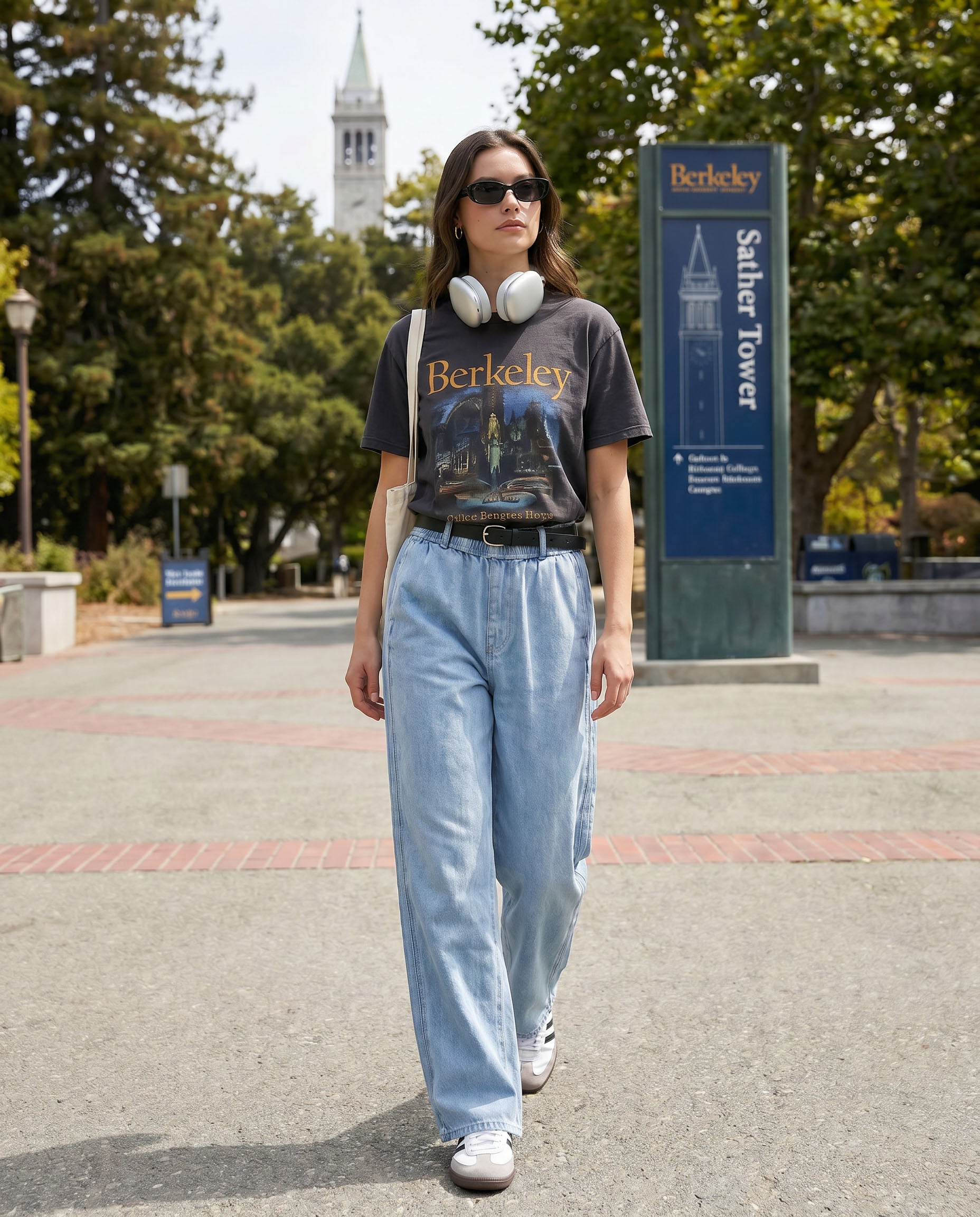 Elastic Waist Wide-Leg Denim Pants