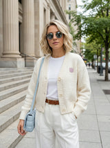 Textured Button-Front Cardigan